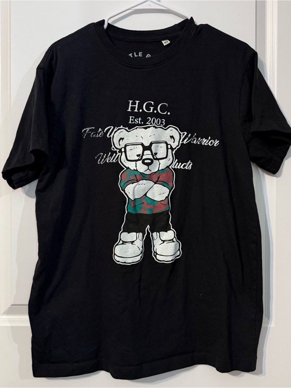 Hustle Gang H.G.C. Graphic Bear T-Shirt Black Streetwear Tee Size Medium